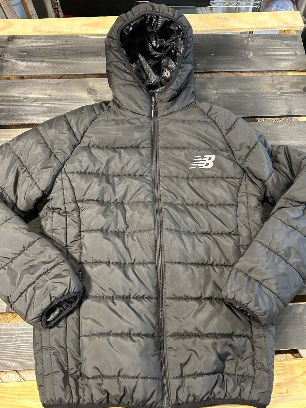 New Balance Black Lightweight Hooded Puffer Jacket